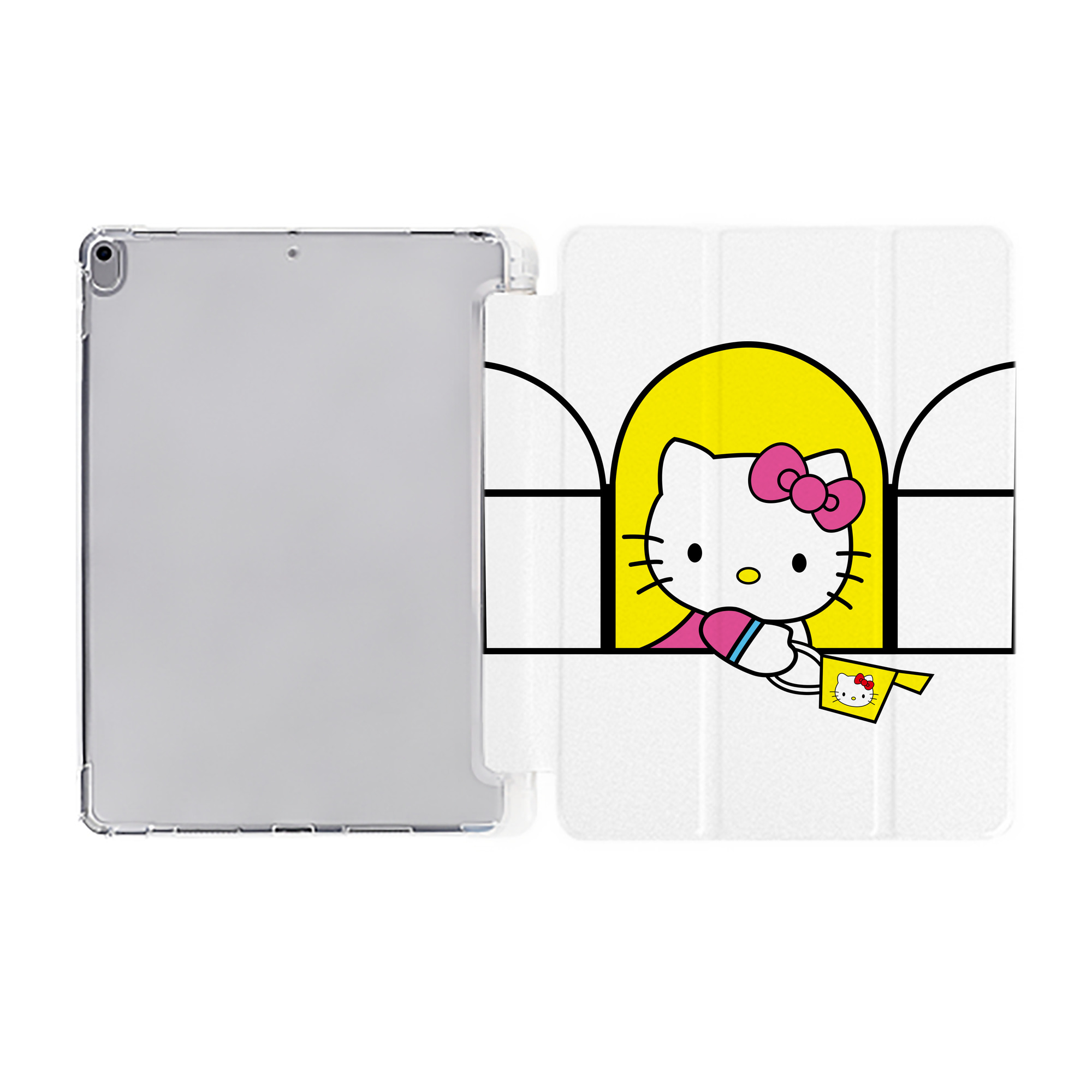 （画像用） Hello Kitty ハローキティ IPad ケース ペン収納付き 三つ折りスタンド PUレザー×シリコン 対応機種9.5/10.5/10.9インチ